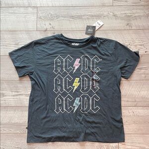 AC/DC Black Short Sleeve Tee Iconic Band Logo